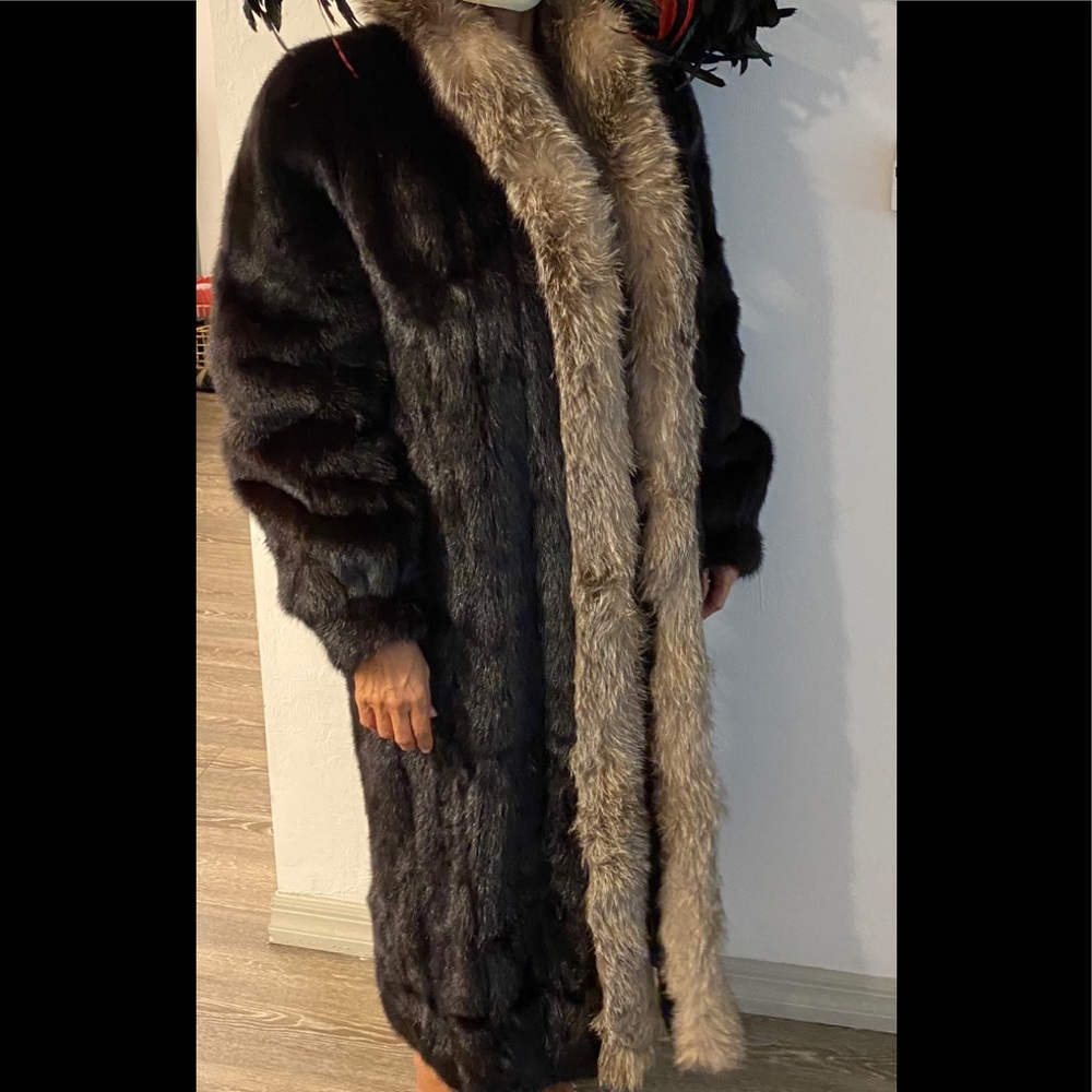 100% black mink & silver fox